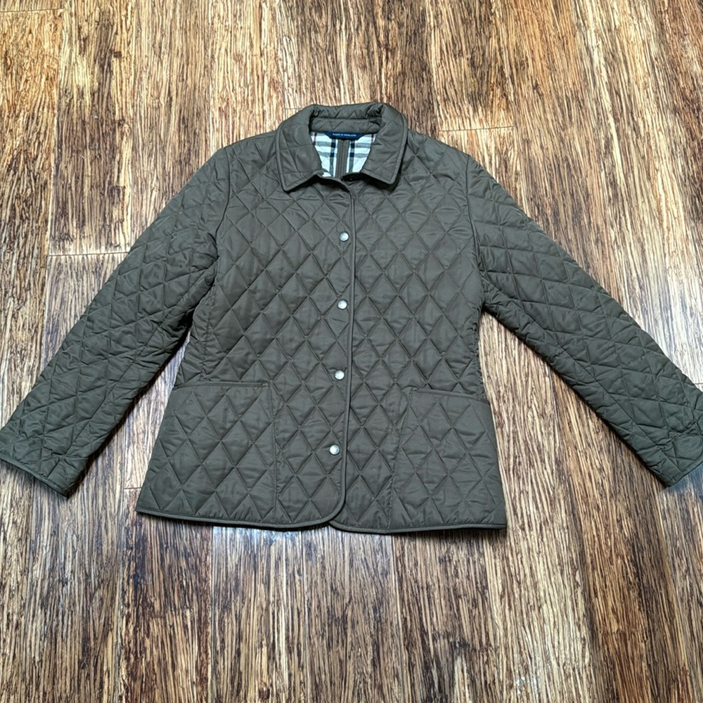 Burberry Olive Green/Brown? Quilted Jacket with House Check Lining - Picture 3 of 16